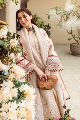 QALAMKAR - 3PC LAWN EMBROIDERED SHIRT WITH MANAAR EMBROIDERED DUPATTA AND TROUSER - HZG2124